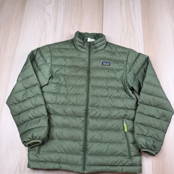 Patagonia Other - Patagonia Down Sweater Insulated Puffer Jacket Full Zip Green Boys Size L (12)